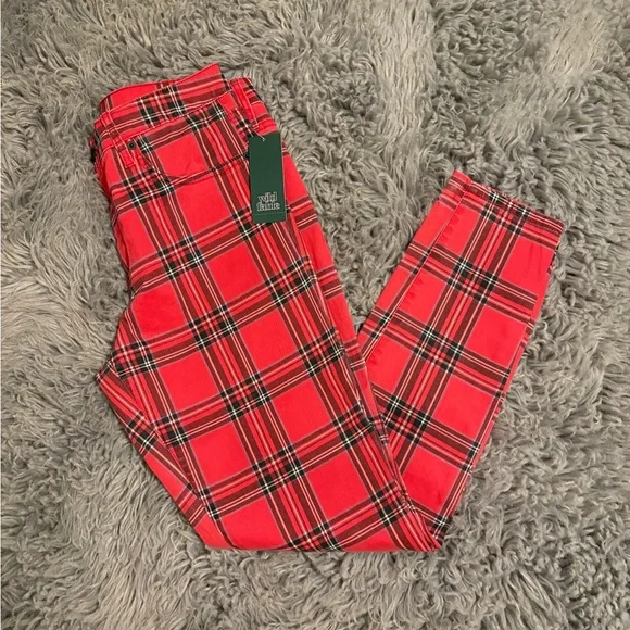 Wild Fable Red Casual Pants Tartan Style - Picture 2 of 11